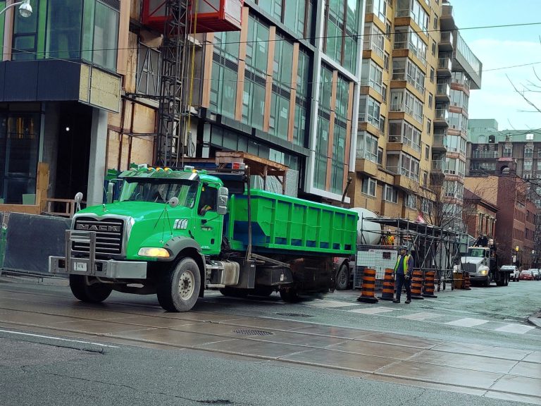 Roll-off dumpster at construction site