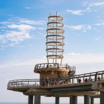 Brant Street Pier structure in Burlington, Ontario overlooking Lake Ontario