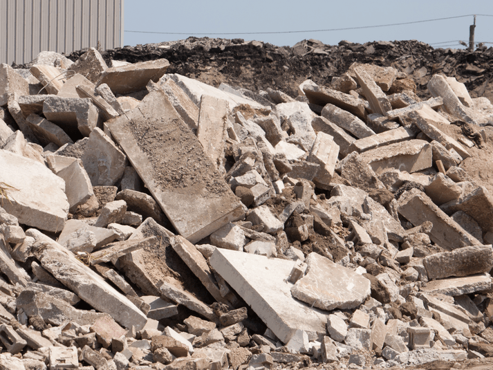 Concrete waste pile for recycling