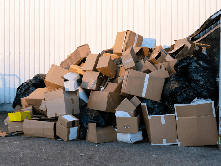 Commercial waste ready for a dumpster bin