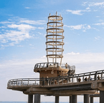 Brant Street Pier structure in Burlington, Ontario overlooking Lake Ontario